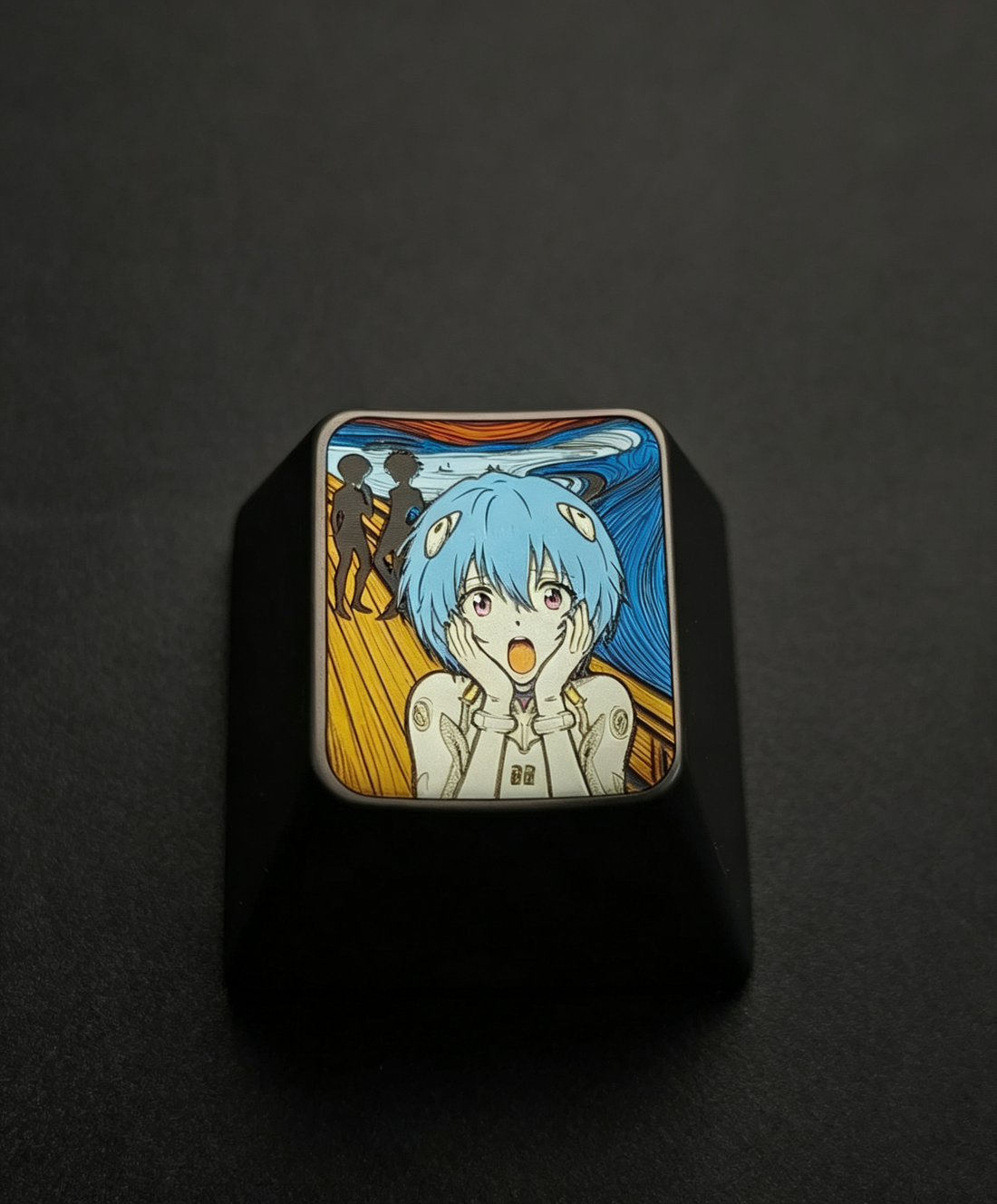 EVA, Ayanami ReiThe Scream, 1U titanium alloy metal personalized keycaps, anime oil painting cultural creative keycaps, mechanical keyboard artistic decorative keycaps