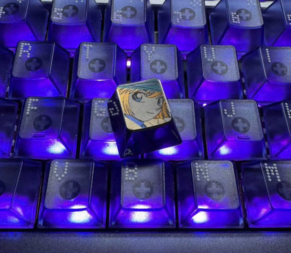 Detective Conan, Anita Hailey, Rachel Moore 1U titanium alloy personalized keycaps, anime game themed metal carved decorative keycaps