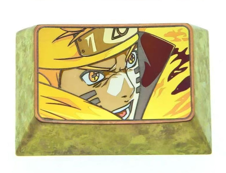 Naruto. Uzumaki Naruto/Uchiha Sasuke 1.5U titanium alloy personalized keycaps, anime character metal keycaps, keyboard decorative keycaps