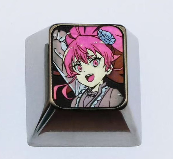 Mushoku Tensei, 1U titanium alloy personalized keycaps, metal personalized decorative keycaps, customized keycaps for anime characters
