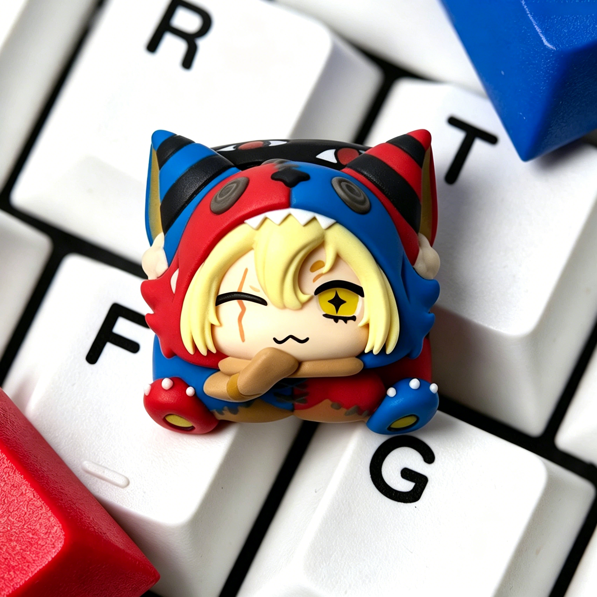 Original design bizarre doll, multi-color resin personalized keycaps artisankeycaps, mechanical keyboard decorative keycaps