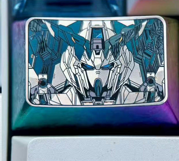 Gundam theme, 1.5U titanium alloy personalized keycaps, mechanical keyboard metal art keycaps