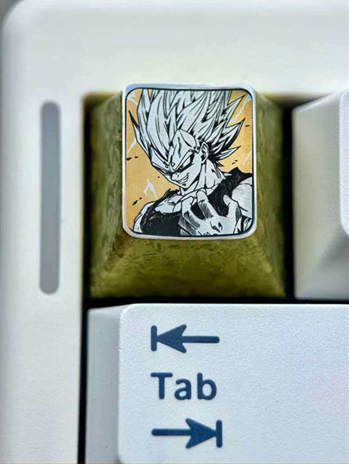 Dragon Ball, Vegeta,Bej ī ta Yonsei 1U Titanium Alloy Personalized Keycaps, Anime Character Cultural Creative Metal Decorative Keycaps
