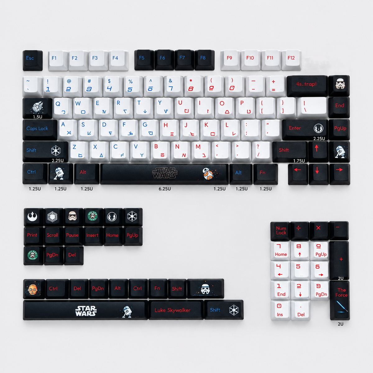 Star Wars Theme PBT Material, Science fiction movies, creative keycap designs for TV series, Mechanical Keyboard Replacement Keycap Set, suitable for 61/64/68/75/84/87/104 Key Mechanical Keyboard