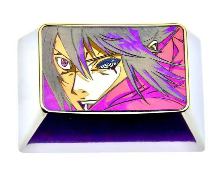 Naruto. Uzumaki Naruto/Uchiha Sasuke 1.5U titanium alloy personalized keycaps, anime character metal keycaps, keyboard decorative keycaps