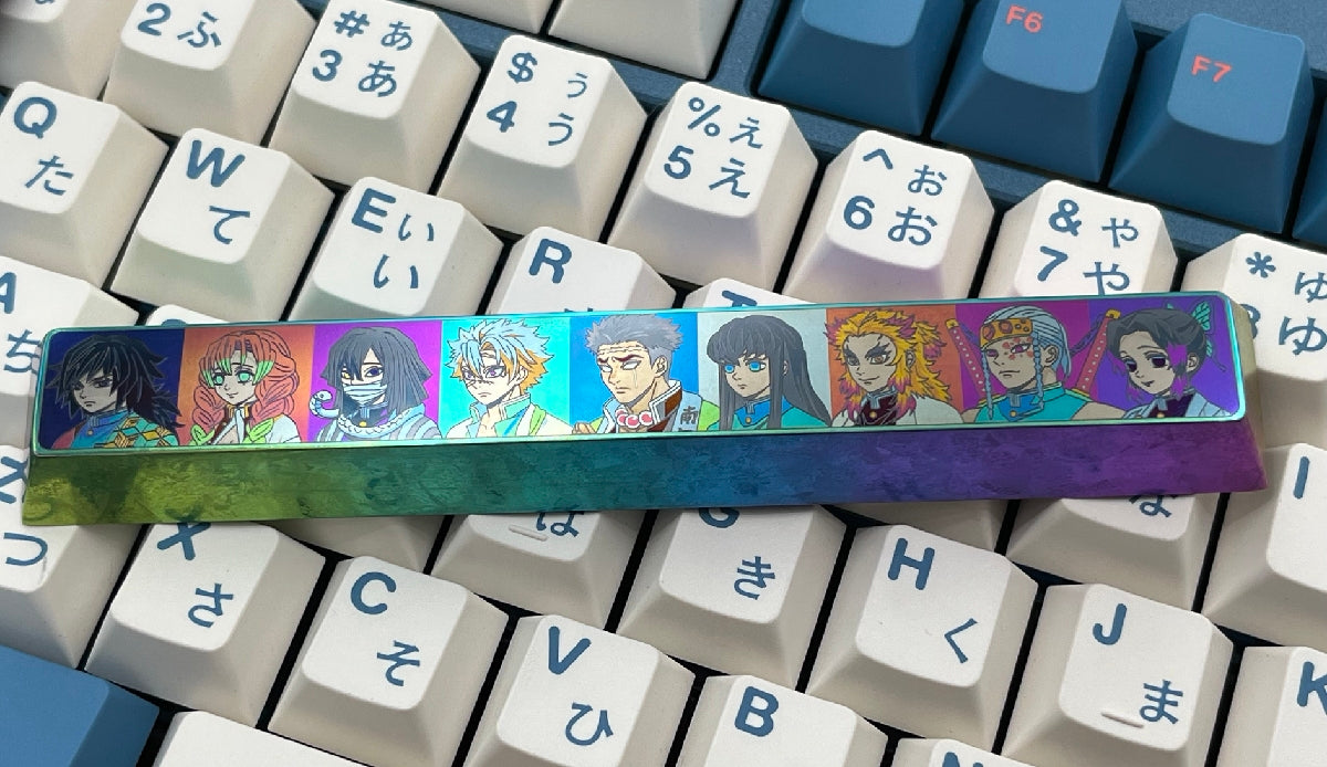 Demon Slayer: Kimetsu no Yaiba, 6.25U Spacebar Titanium Alloy Personalized Keycaps, Anime Game Culture Creative Metal Carving Keycaps