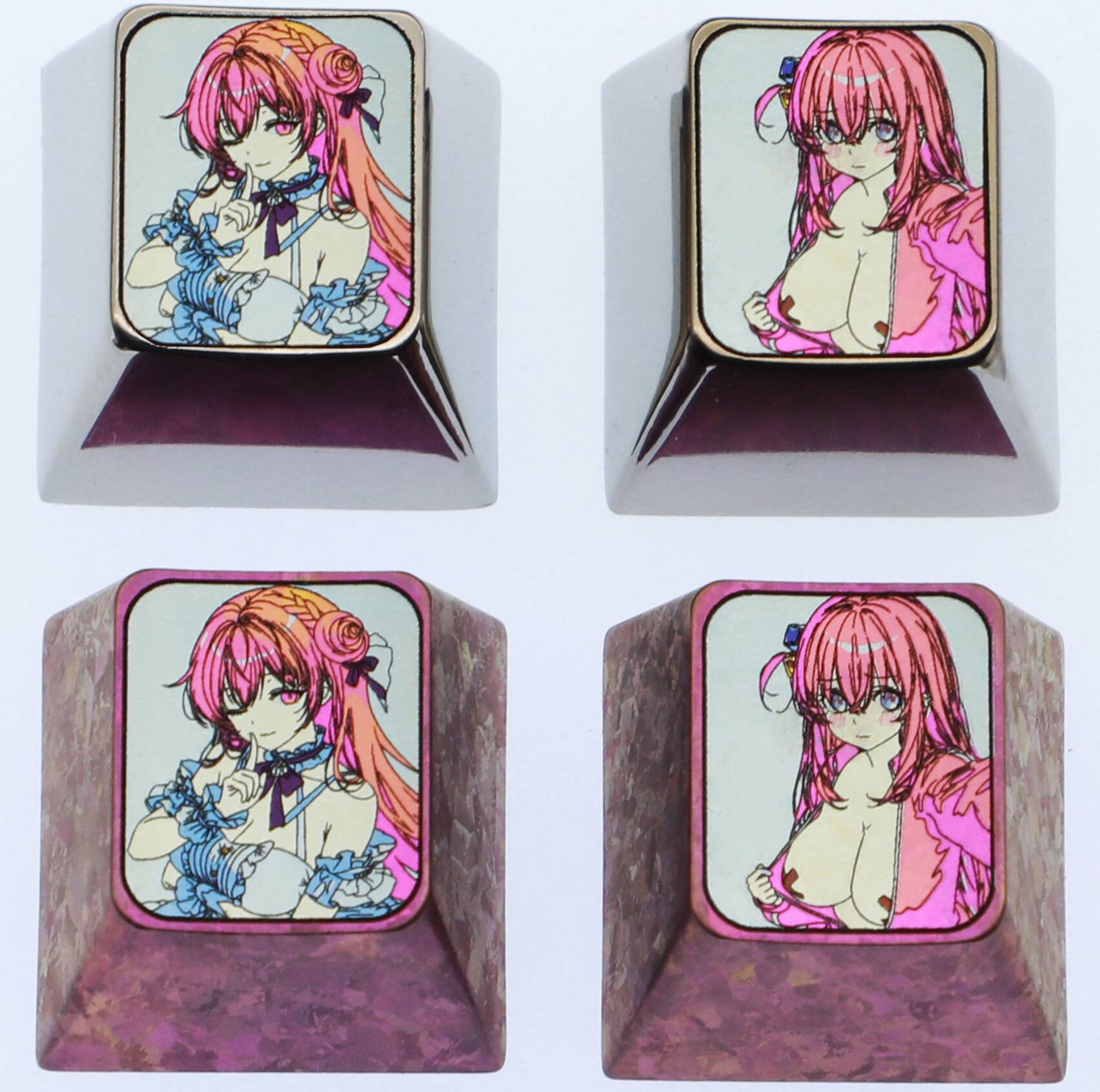 BOCCHI THE ROCK! , Gotoh Hitori 1U titanium alloy personalized keycaps, customized keycaps for anime, gaming, cultural and creative decoration