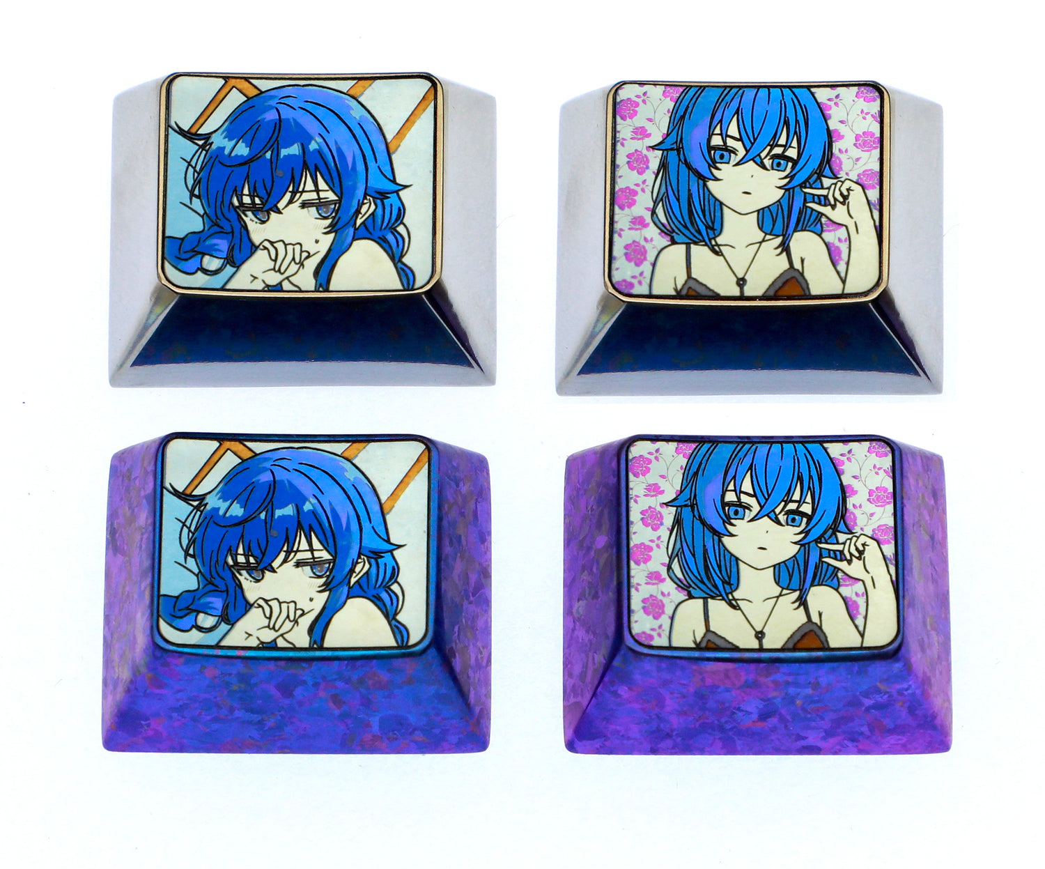 Roxy, 1.25U titanium alloy personalized keycaps, metal creative carved keycaps around anime, game, novel characters