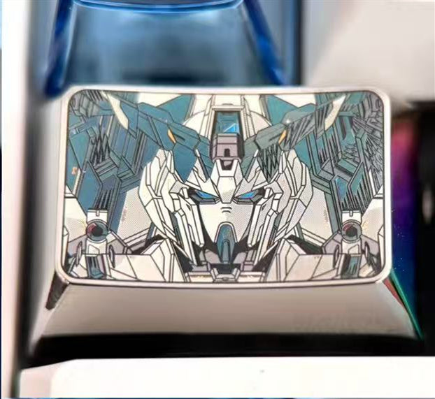 Gundam theme, 1.5U titanium alloy personalized keycaps, mechanical keyboard metal art keycaps