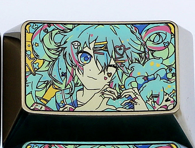 Hatsune Miku, 1U/1.5U, titanium alloy metal personalized key cap, keyboard decorative key cap