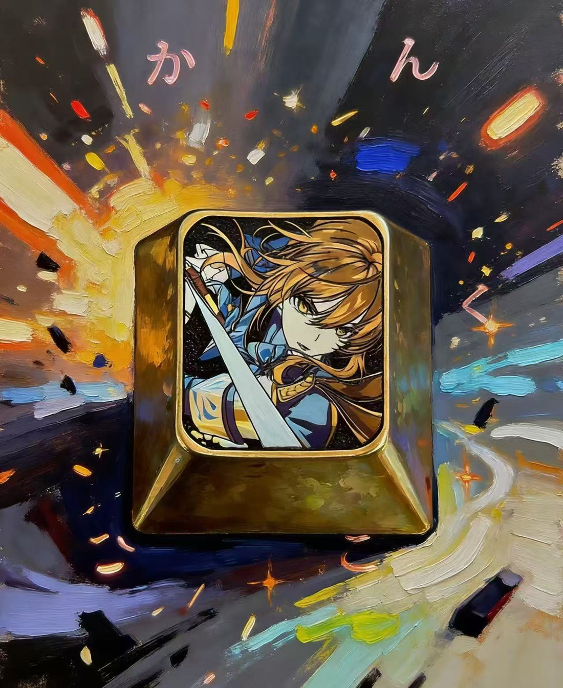 Fate/stay night, saber 1U colorful titanium alloy personalized keycaps, anime and game culture creative metal carving decorative keycaps