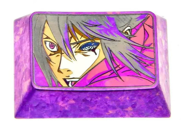 Naruto. Uzumaki Naruto/Uchiha Sasuke 1.5U titanium alloy personalized keycaps, anime character metal keycaps, keyboard decorative keycaps