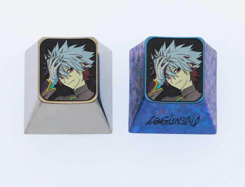 EVA, Nagisa Kaworu, 1U titanium alloy personalized keycaps, anime and game culture creative personalized keycaps, mechanical keyboard metal decorative keycaps