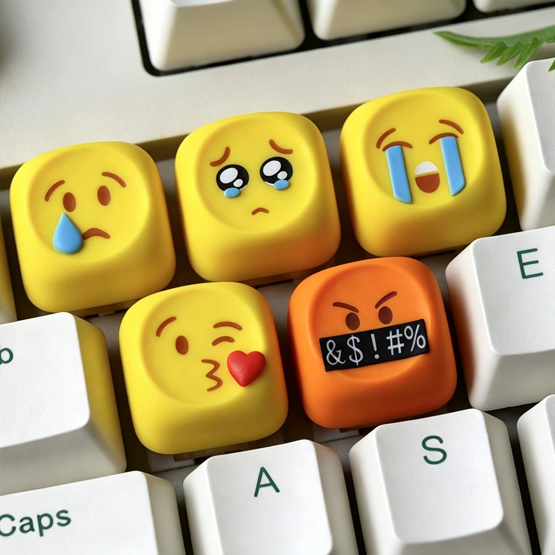 Emoji series personalized keycap emojis cute secondary creation design mechanical keyboard design resin decorative keycaps