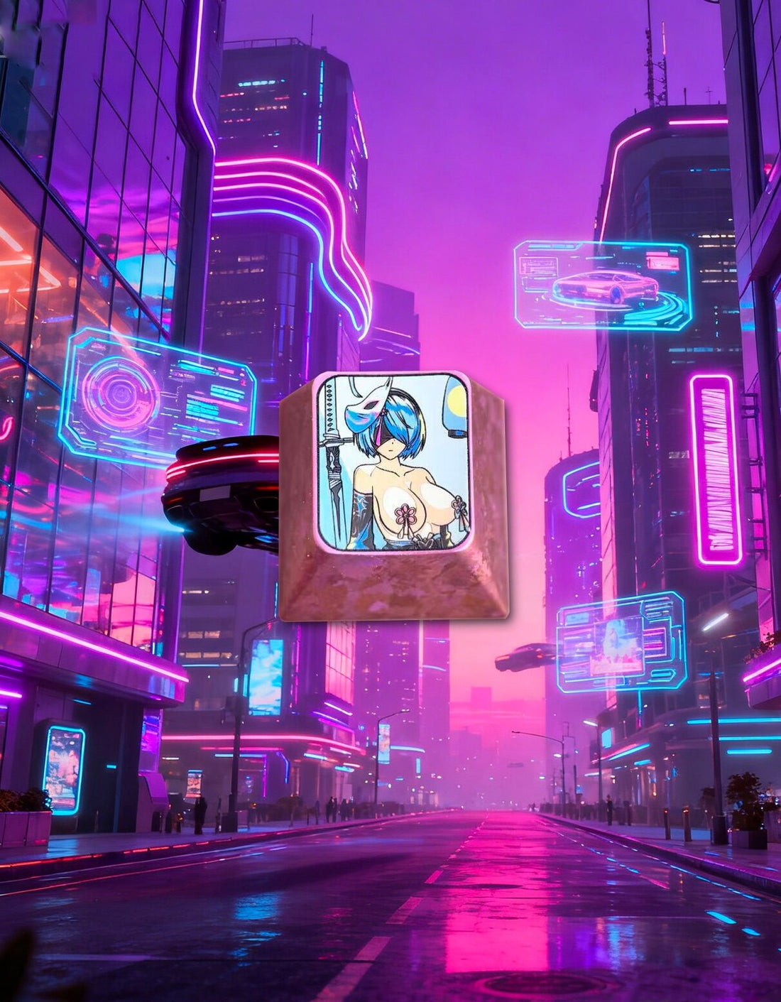 NieR: Automata, YoRHa No. 2 Type B, 1U titanium alloy personalized keycaps, anime and game character creative decorative keycaps