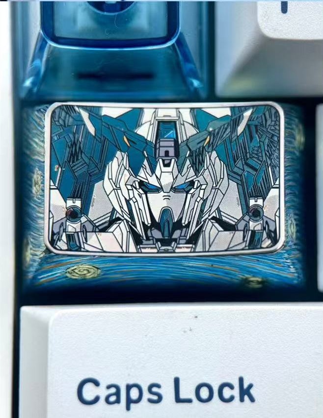 Gundam theme, 1.5U titanium alloy personalized keycaps, mechanical keyboard metal art keycaps