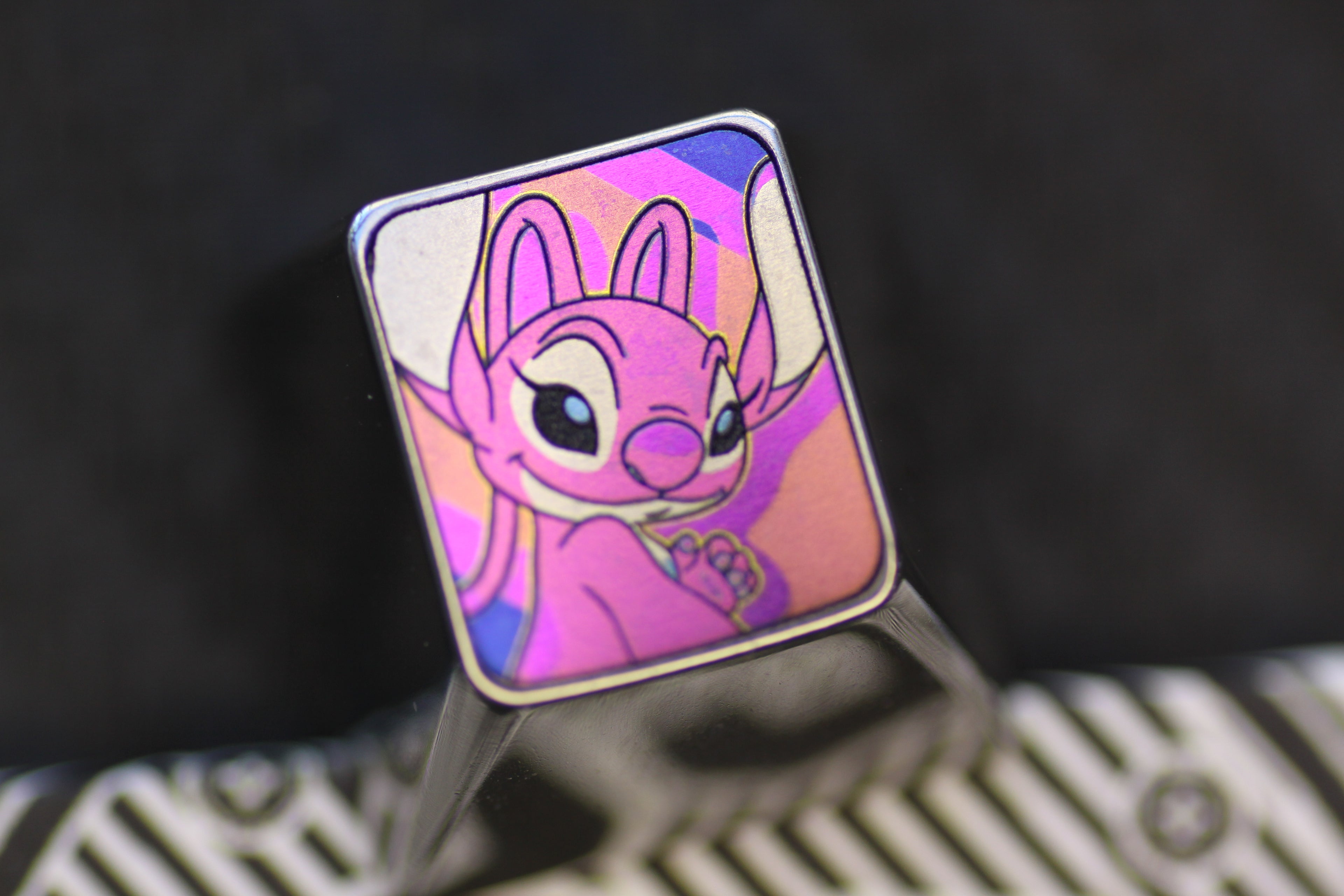 Stitch, Angel 1U Personalized Keycaps, Cartoon Decorative Keycaps, Metal Art Keycaps