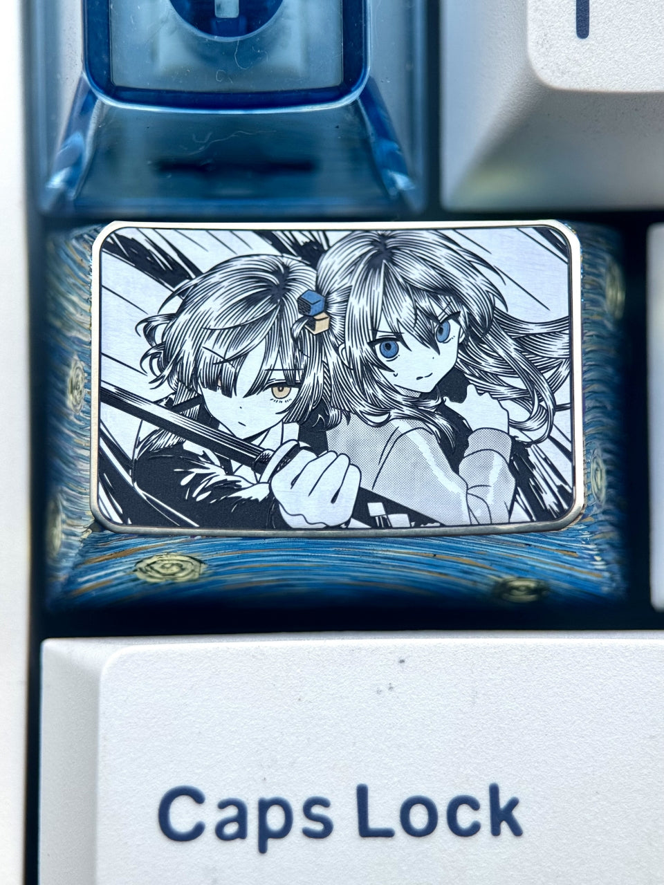 BOCCHI THE ROCK! Theme: 1.5U Gotoh Hitori, Yamada Ryo precision carved titanium alloy personalized keycaps, game anime mechanical keyboard decorative keycaps.