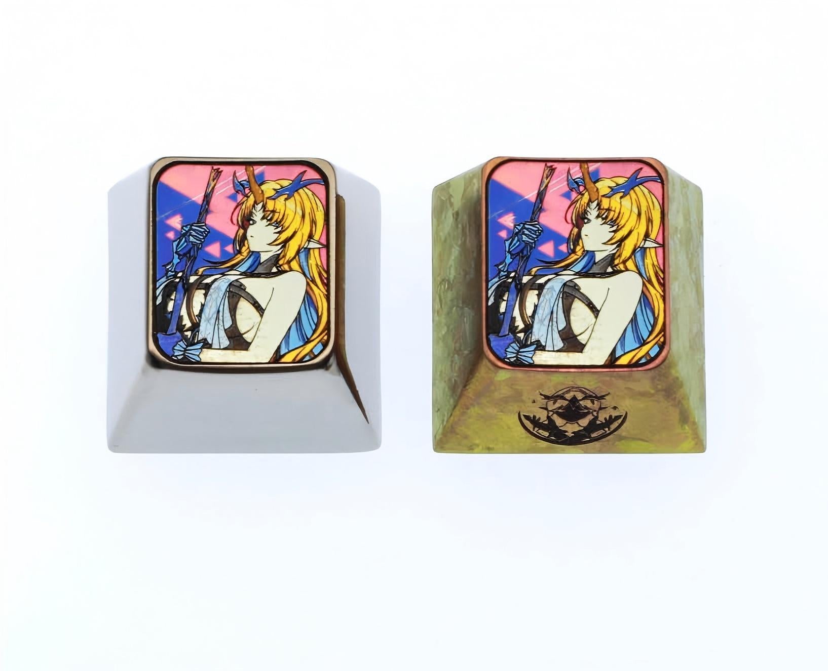 Wuthering Waves, Cartethyia, 1U titanium alloy personalized keycaps, metal carved colored titanium alloy artistic keycaps for anime and game characters.