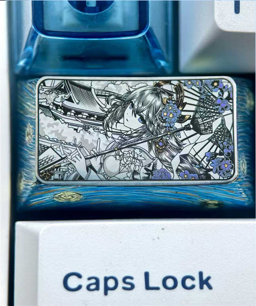 Genshin Impact series, Yae Miko, 1.5U titanium alloy personalized keycaps, anime, gaming, cultural and creative metal carved keycaps