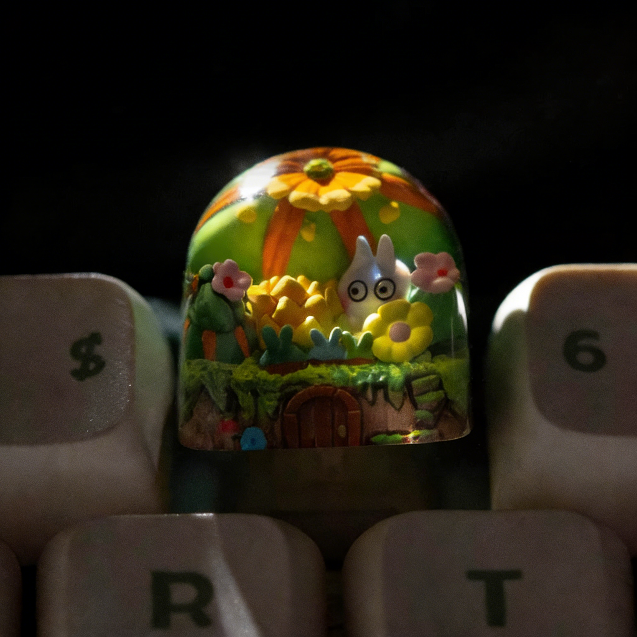 Succulent plant baby, original design crystal resin personalized keycaps, cartoon decorative keycaps, mechanical keyboard artistic keycaps