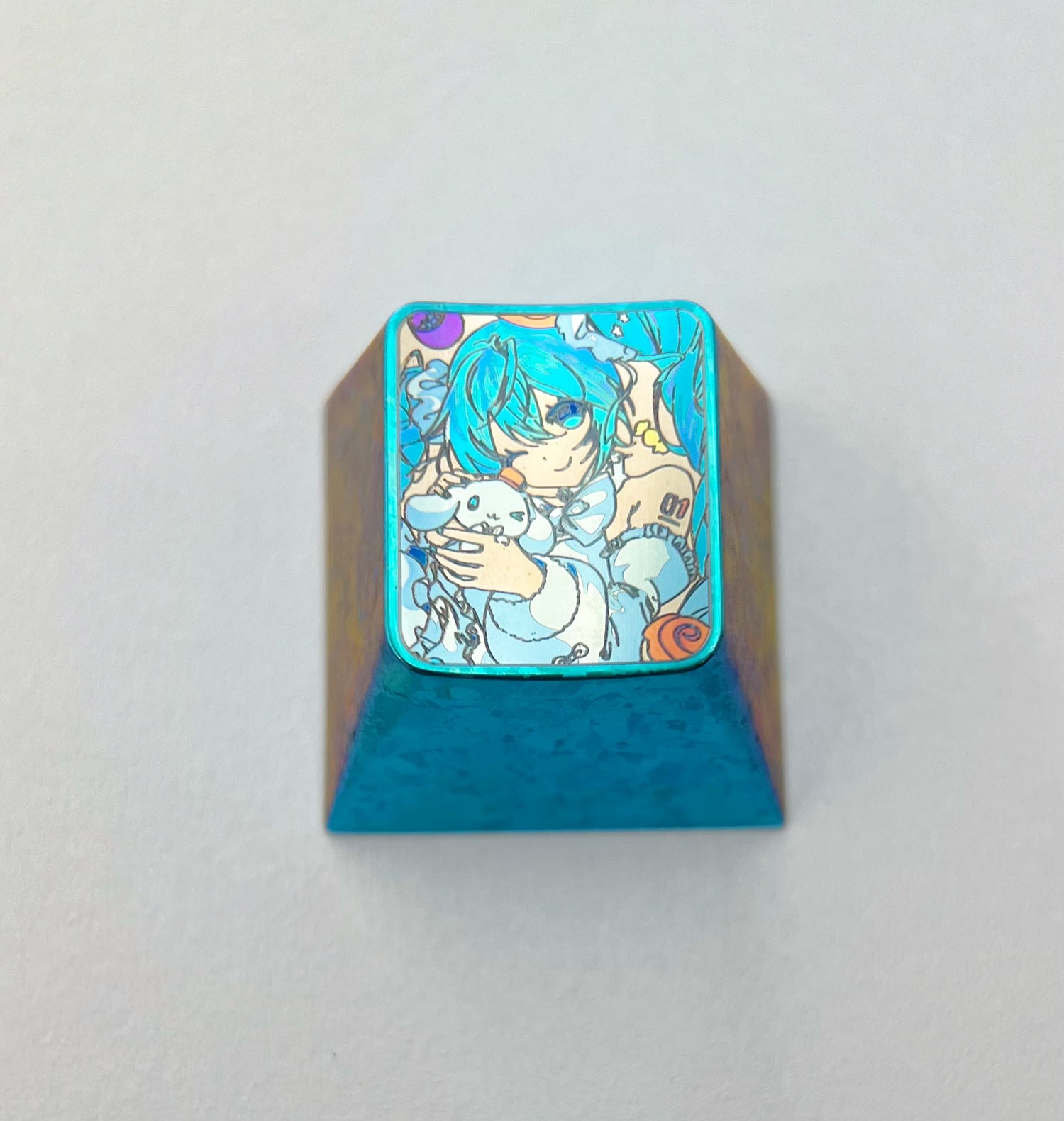 Hatsune Miku. 1U, 1.5U, 1.75U, titanium alloy personalized keycaps, metal engraving keycaps for cartoon, game, music characters
