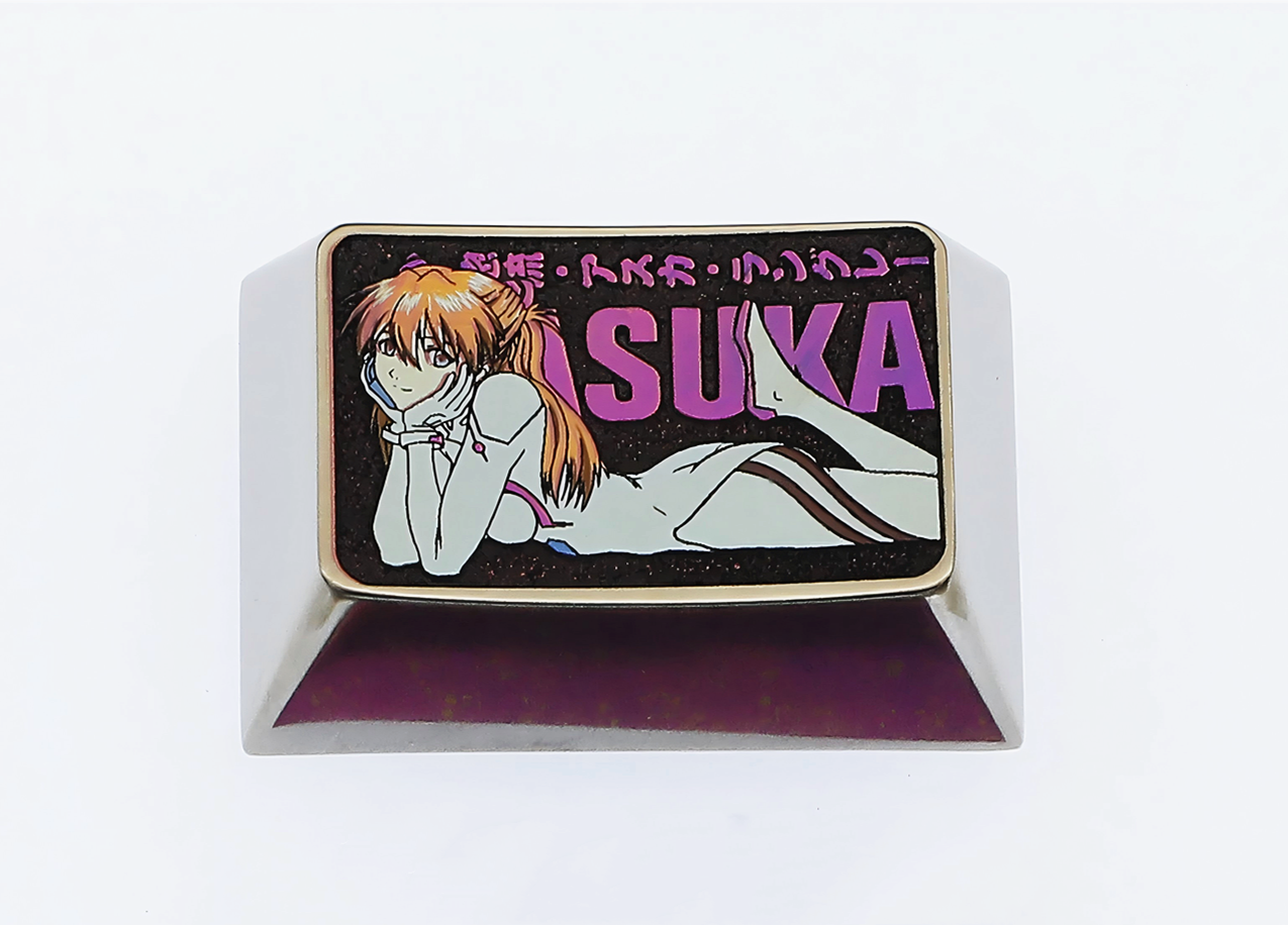 Asuka Langley Soryu,EVA, Titanium alloy color carved keycaps. Mechanical keyboard decorative keycaps
