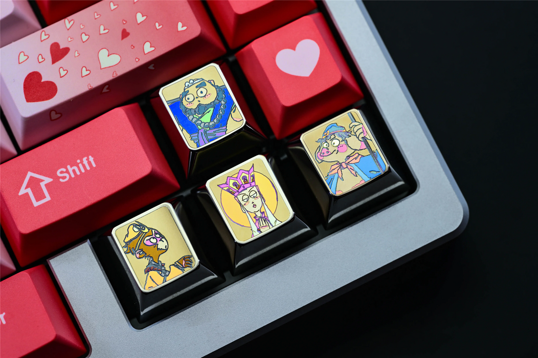 Journey to the West, 4-person directional key set, titanium alloy metal personalized keycaps, keyboard decorative keycaps