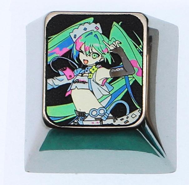 Hatsune Miku, 1U titanium alloy personalized keycap, animation game music culture creative decoration keycap, metal art keycap
