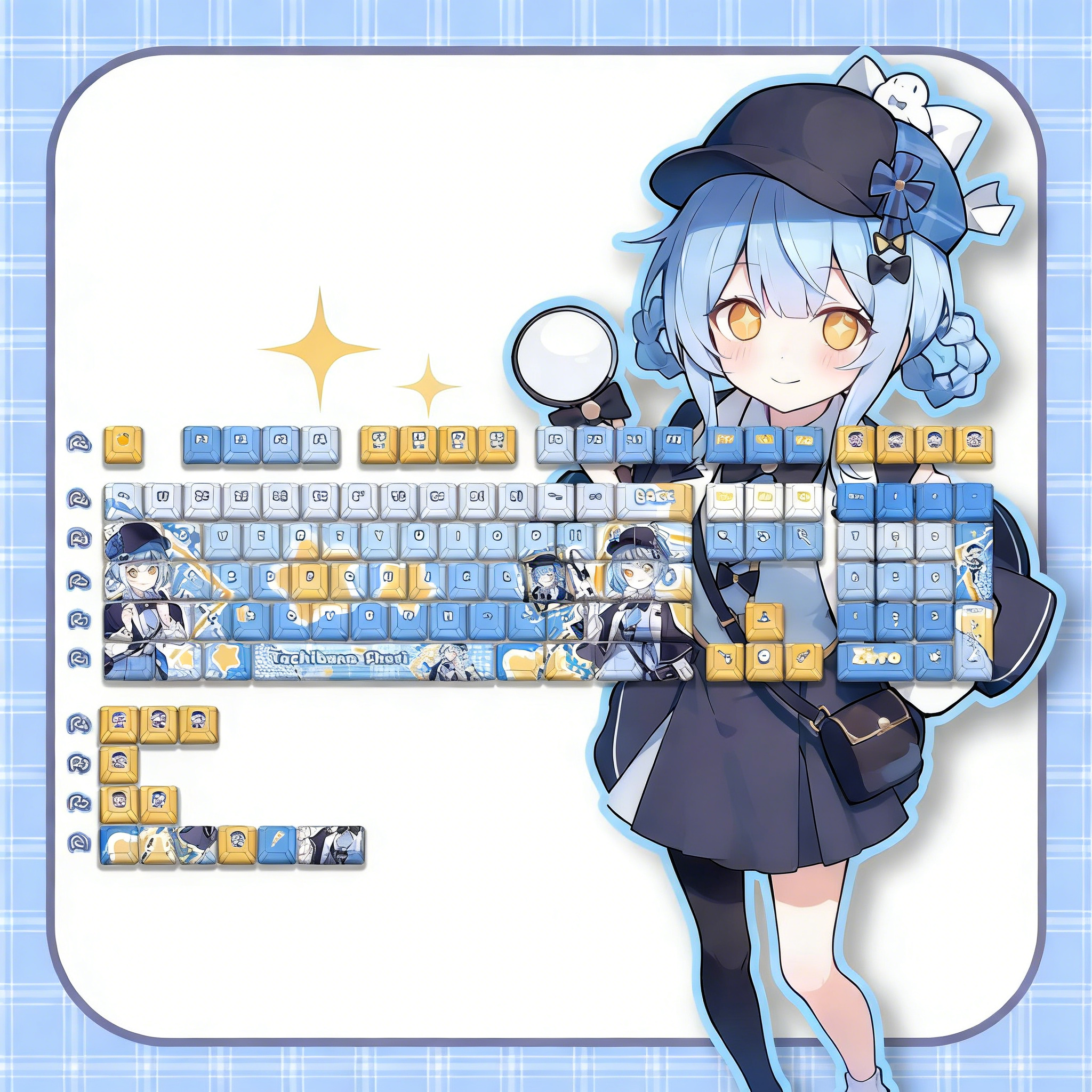 Magical Girl Witch Trial, Tachibana Sherii theme design keycap, decorative keycap set PBT anime animation keycap mechanical keyboard personalized keycap set, suitable for 61/64/68/75/84/87/104 key mechanical keyboards
