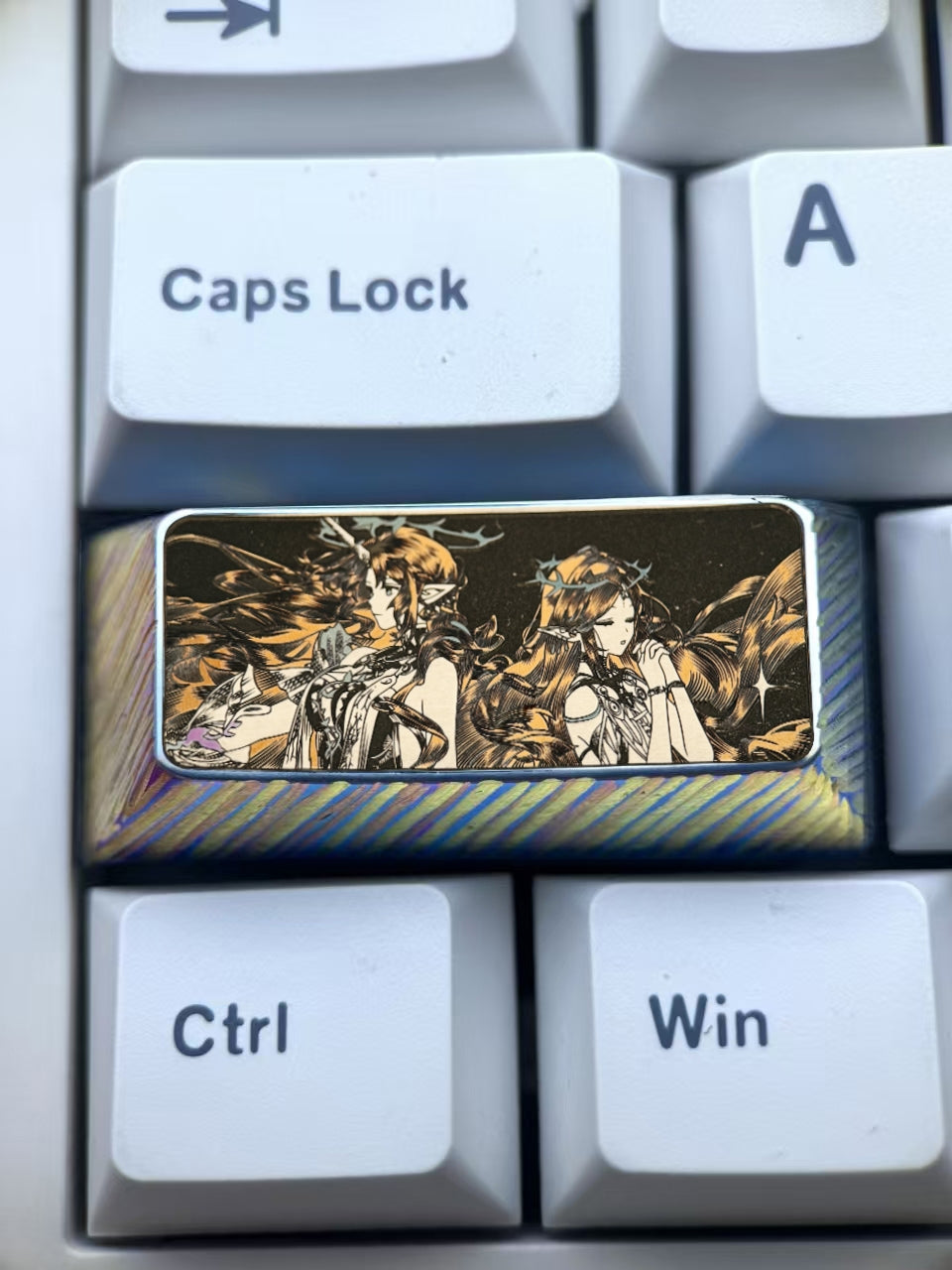 Wuthering Waves, Cartethyia 2.25U precision carved titanium alloy personalized keycaps, anime and game character creative metal carved decorative keycaps
