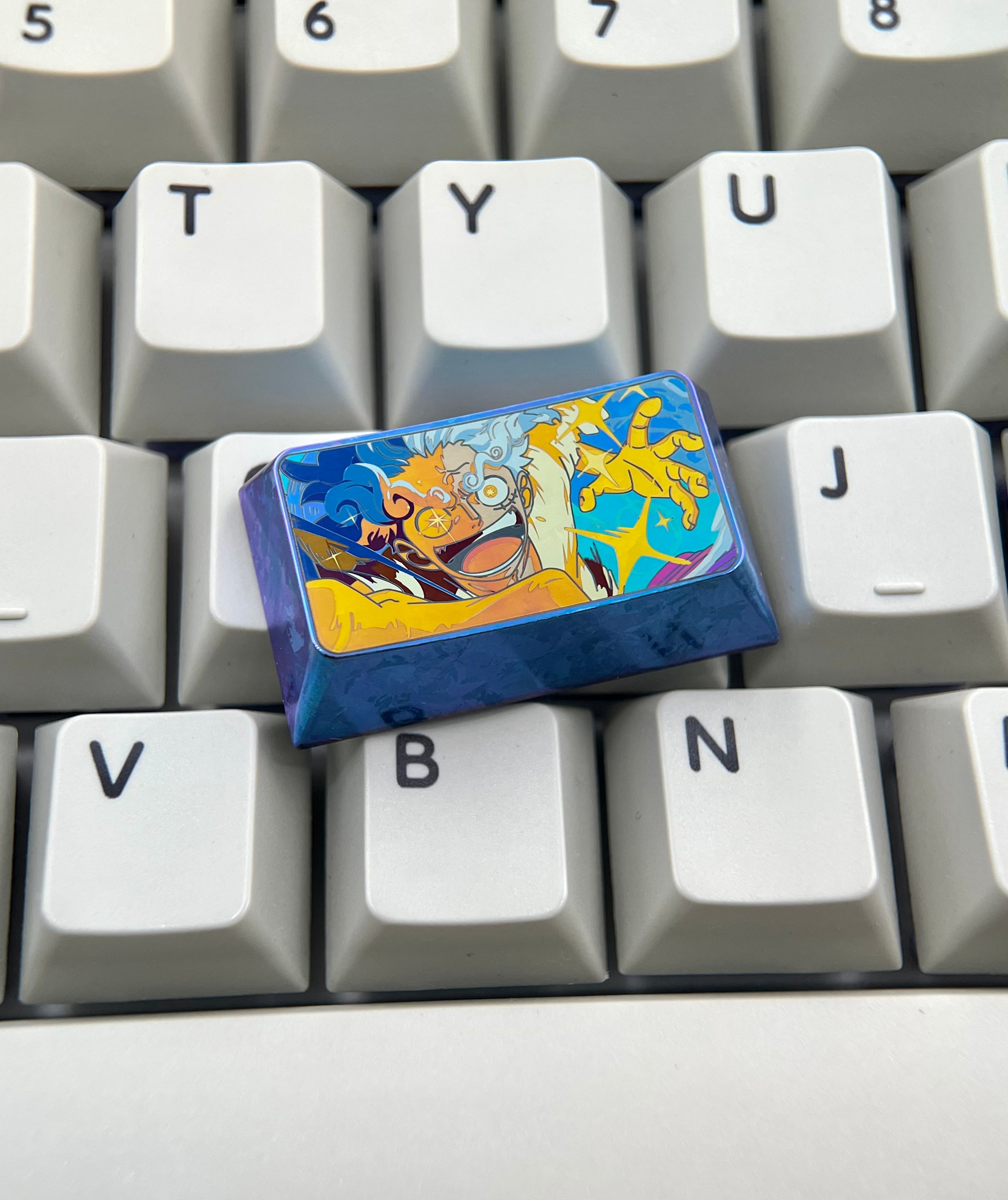 One Piece series, Nika Luffy theme, 1.75u titanium alloy personalized keycaps, anime and game culture creative metal decorative keycaps, mechanical keyboard art keycaps