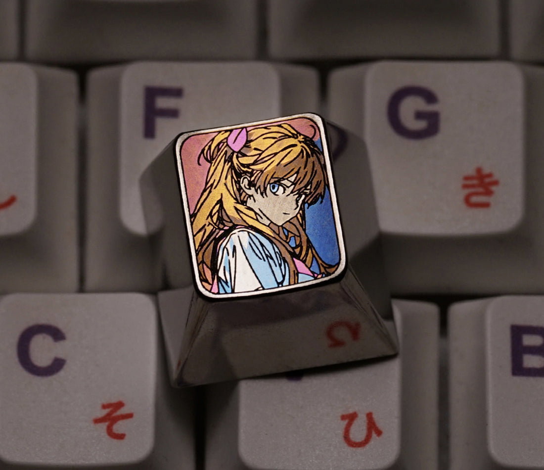 EVA,Asuka 1U, titanium alloy carved personalized keycaps, keyboard decorative keycaps