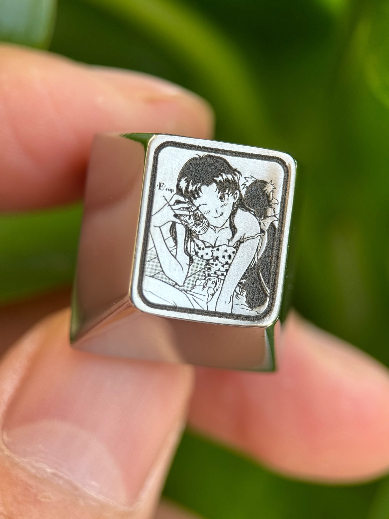 Katsuragi Misato, Black and white carved 1U titanium alloy personalized keycaps, decorative keycaps for anime and game characters