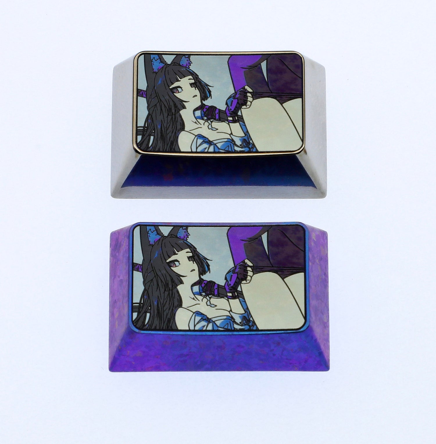 Hoshimi Miyabi, 1.5U titanium alloy personalized keycaps, metal keycaps for anime and game peripheral characters