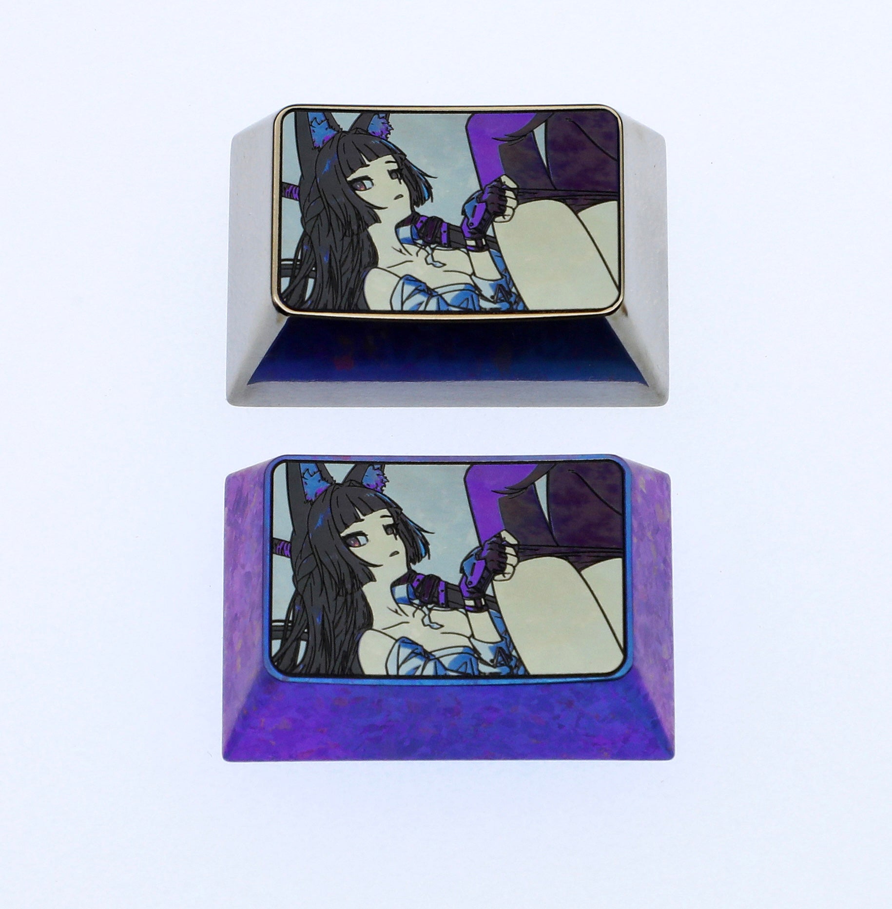 Hoshimi Miyabi, 1.5U titanium alloy personalized keycaps, metal keycaps for anime and game peripheral characters