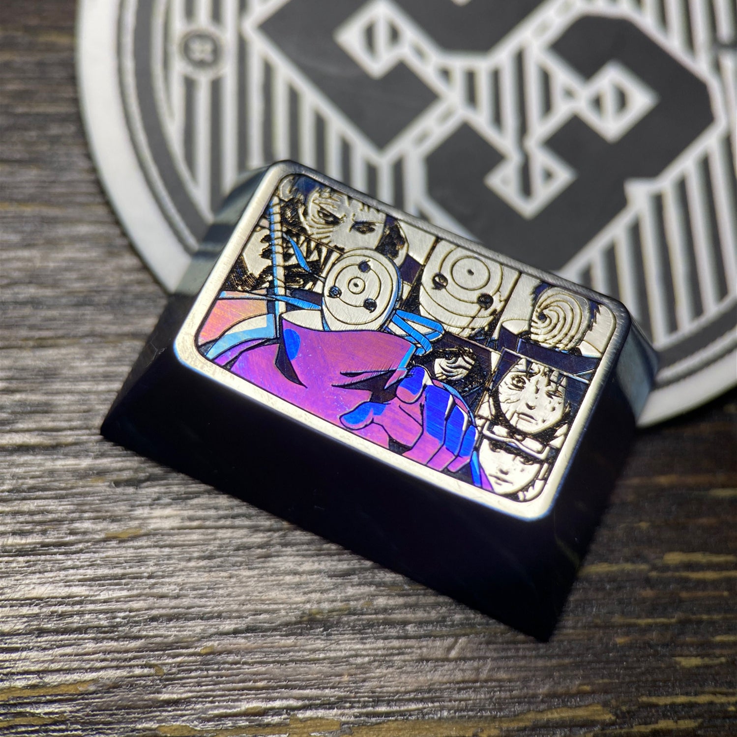 NARUTO - Naluto - Uchiha Obito 1.5U (tab, Ctrl), colored titanium, titanium alloy decorative personalized keycaps.