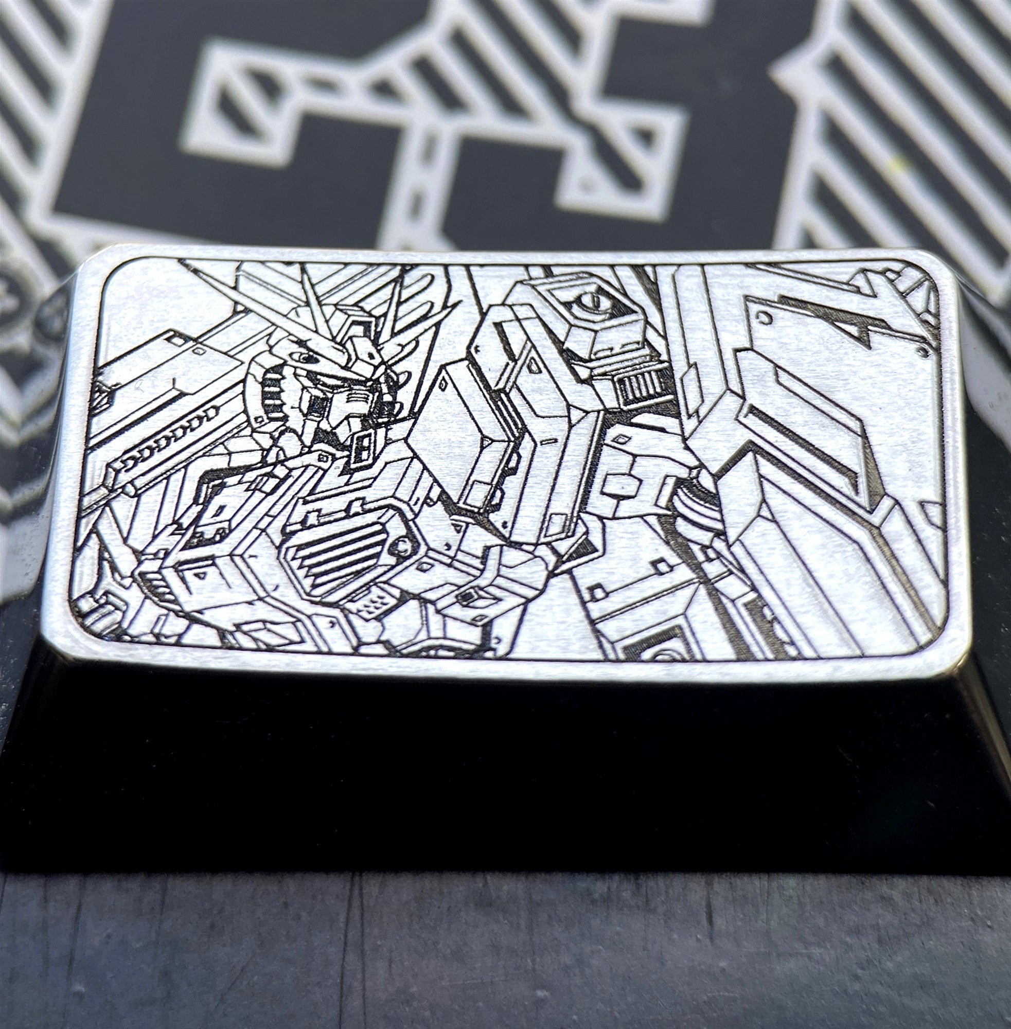 GUNDAM, Colored Titanium Sculpture/Black and White Fine Carving. 1.75U Personalized Keycap