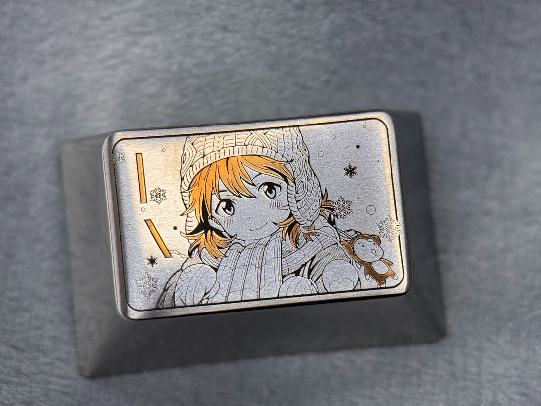 Winter Childhood Asuka 1.5U keycap, |, \ key positions, titanium alloy carved keycap, personalized keycap.