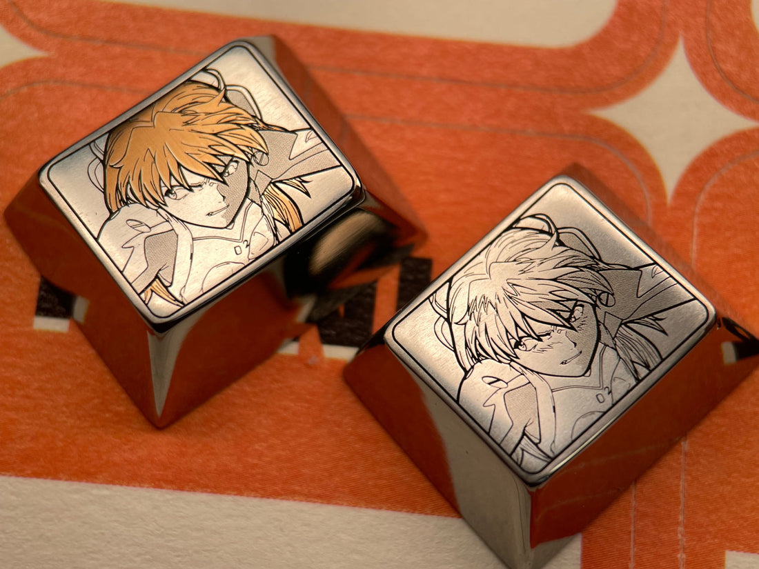 【 EVA 】 Asuka angry expression, 1.25U/1U titanium alloy carved keycaps, personalized keycaps, decorative keycaps