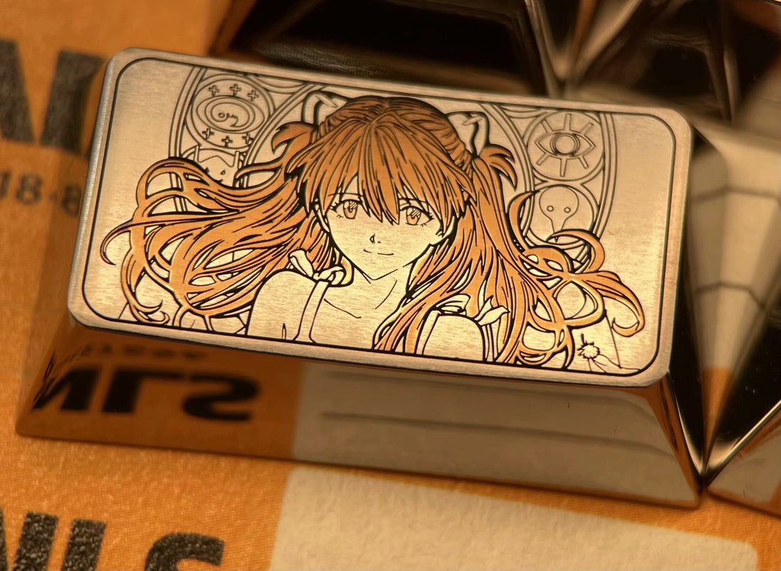 【 EVA 】 Asuka 1.75U titanium alloy keycaps, plain carved/pointillized, personalized keycaps, decorative keycaps