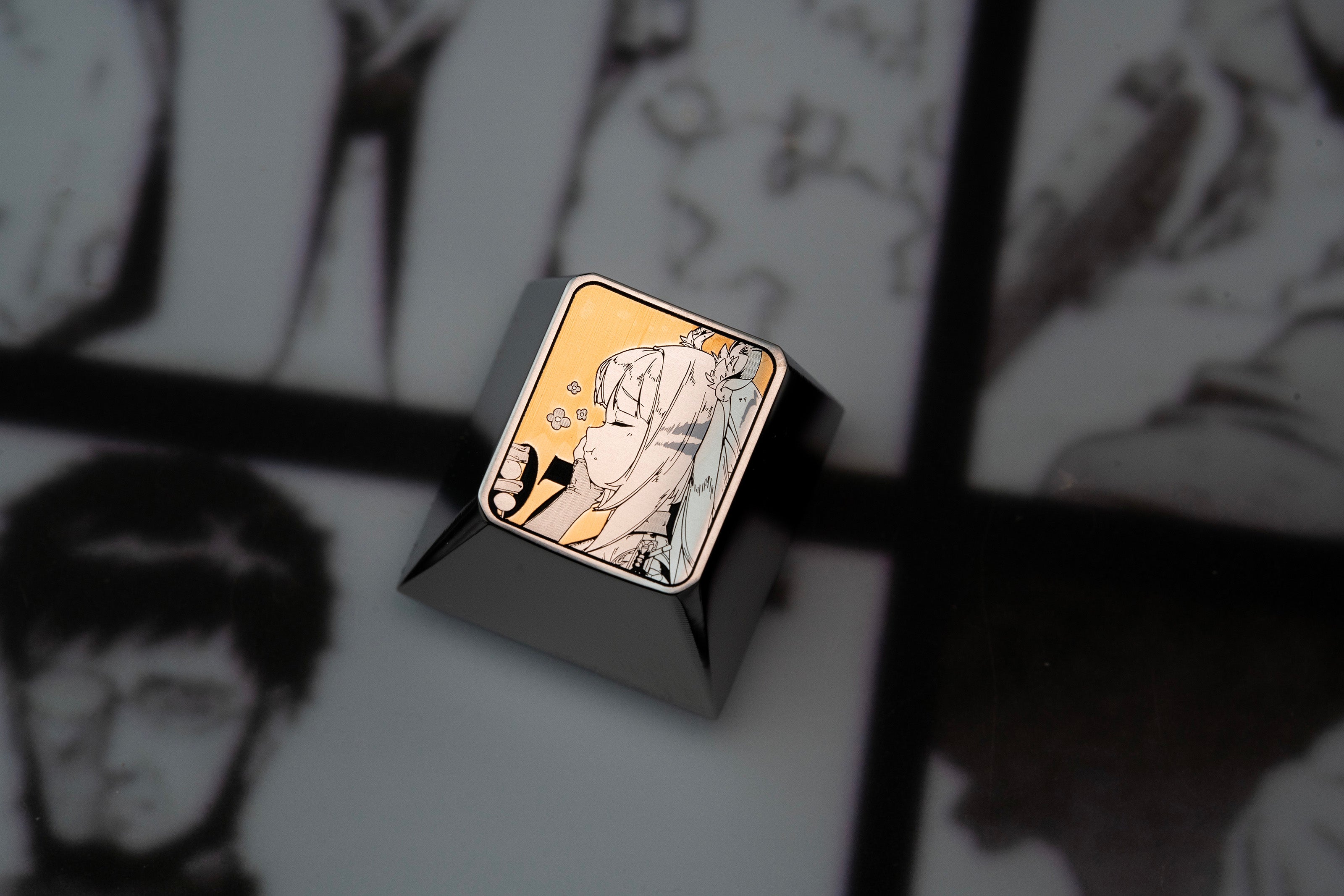Zenless Zone Zero, July specific, 1U titanium alloy personalized keycaps, metal carved keycaps for anime and gaming peripherals.