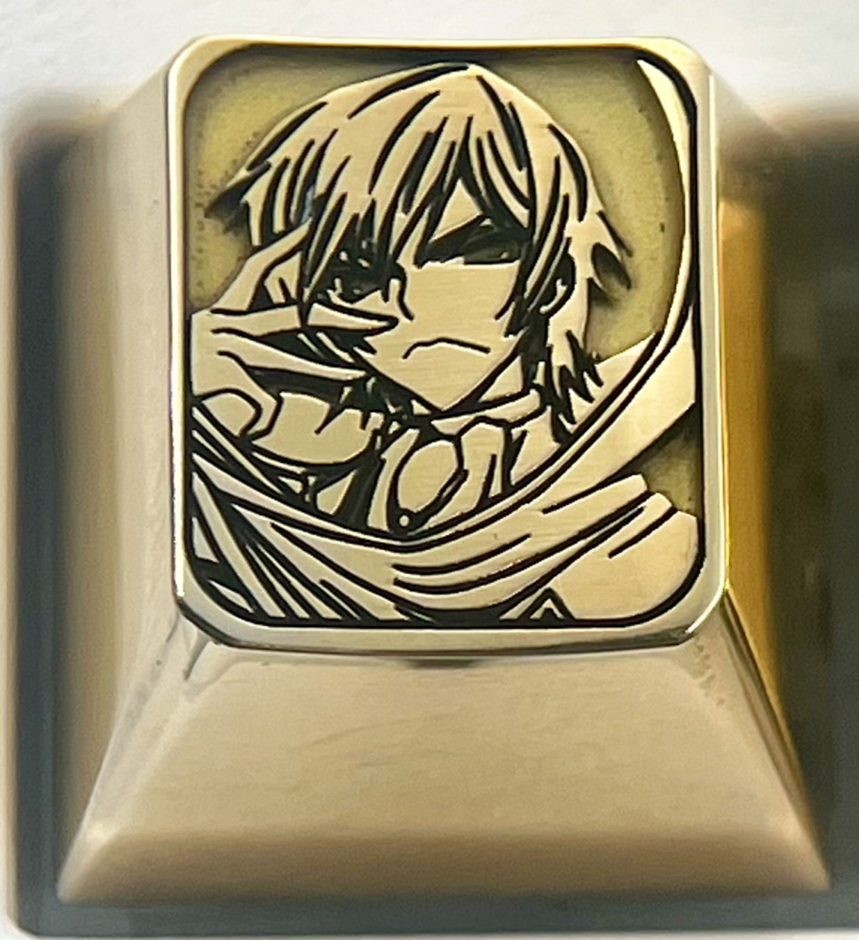 CODE GEASS Lelouch of the Rebellion, 1U brass deep carved personalized keycaps, brass decorative keycaps for anime and game characters.