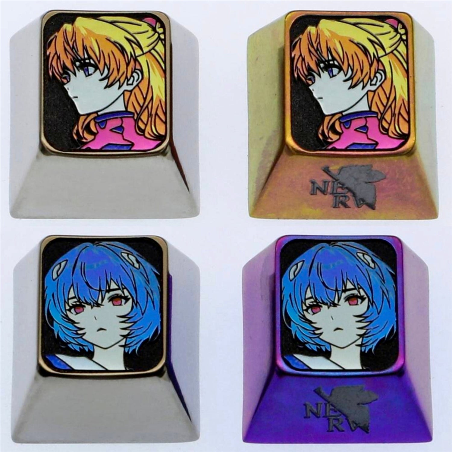 EVA, Asuka/Ayanami Rei, 1U titanium alloy personalized keycap with avatar, anime metal keycap
