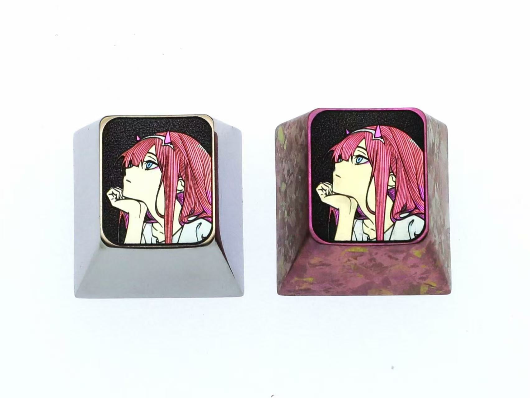 DARLING in the FRANXX, 02, 1U titanium alloy precision carving, anime, gaming, cultural and creative personalized keycaps.