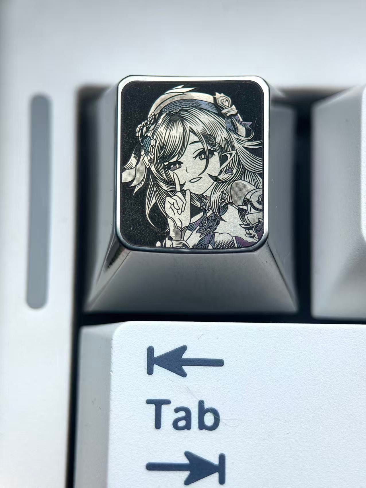 Honkai Impact 3, Elysia, 1U titanium alloy finely carved personalized keycaps, anime and game culture creative metal keycaps