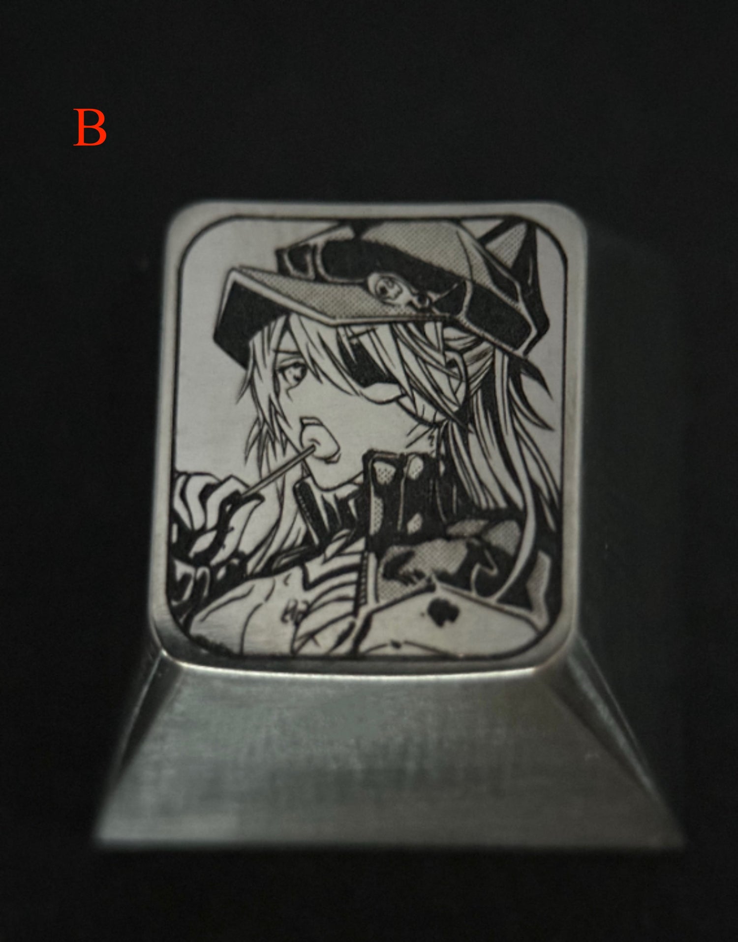 EVA, Asuka, 2 styles, black and white carved titanium alloy 1U personalized keycaps, metal decorative keycaps, anime peripheral keycaps