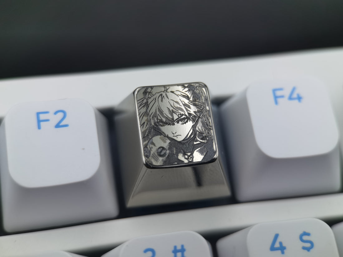 EVA, Titanium alloy black and white carved personalized keycaps, mechanical keyboard decorative keycaps