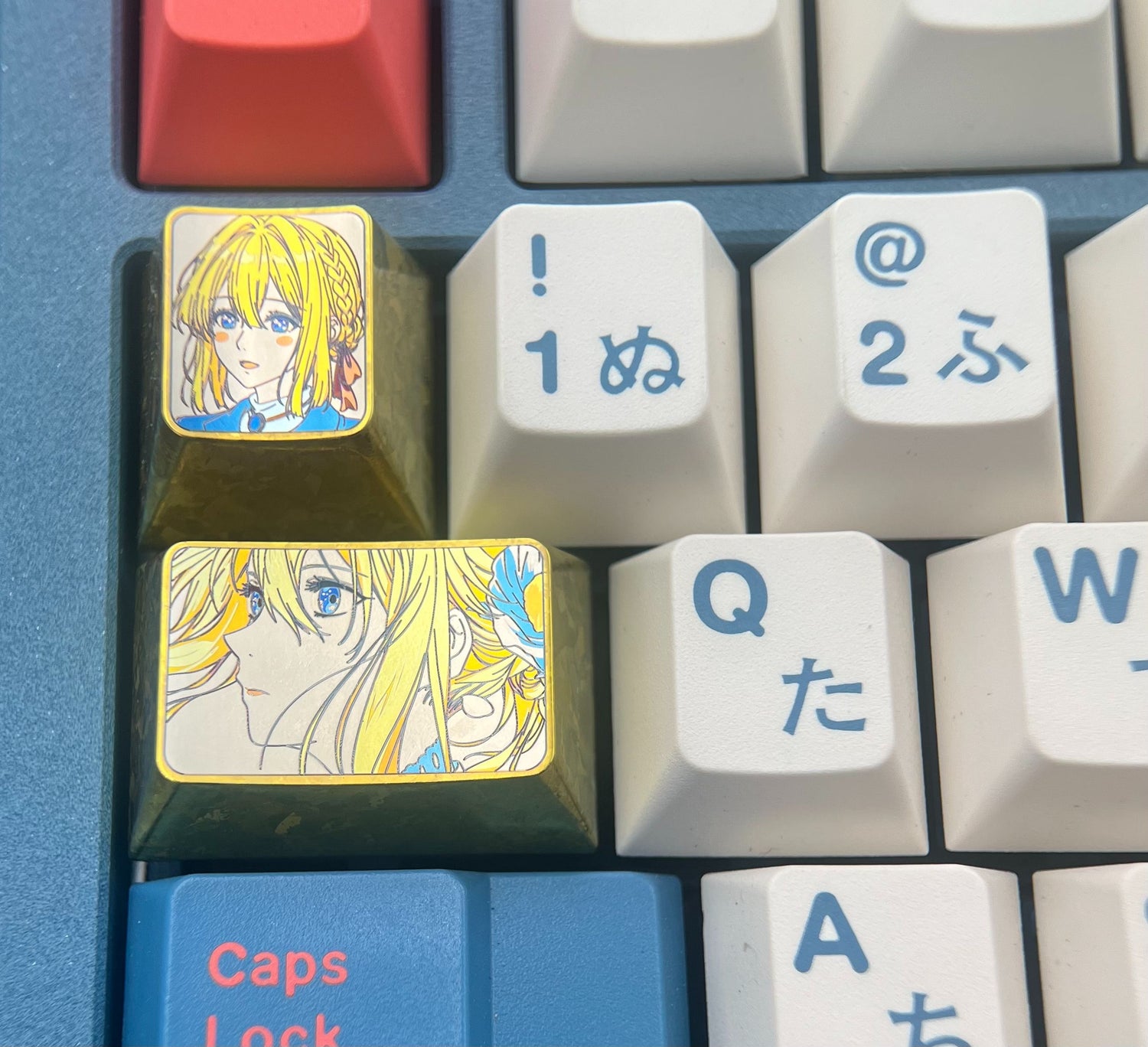Violet Evergarden, 1U/1.5U titanium alloy personalized keycaps, anime and game metal carving cultural creative keycaps