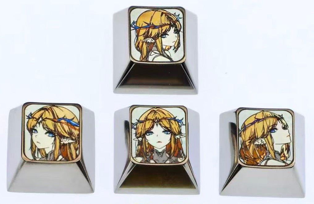 Wuthering Waves theme, titanium alloy personalized keycaps for directional key sets, game anime mechanical keyboard decorative keycaps.